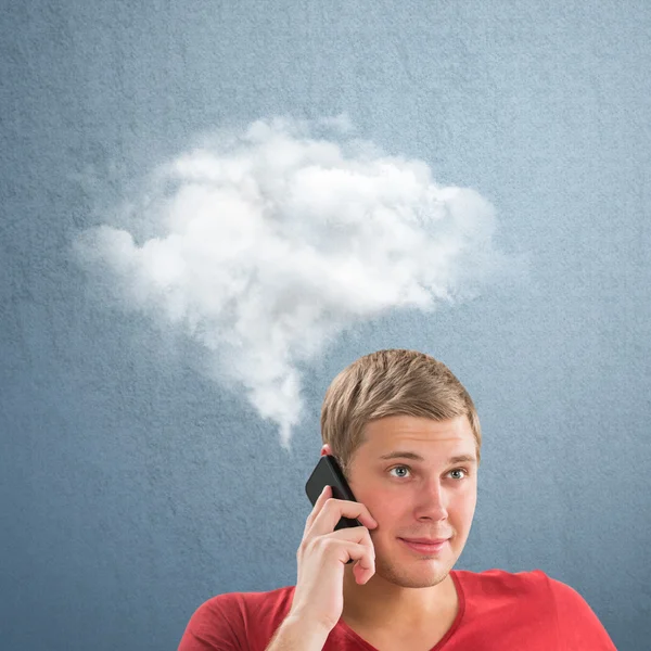 Mensch und eine Wolke von Gedanken — Stockfoto