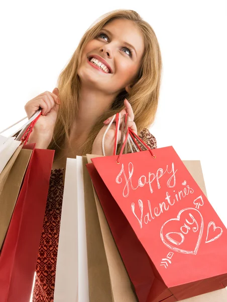 Mujer de compras con bolsas — Foto de Stock