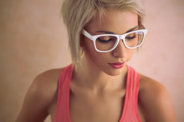 Blond girl with glasses — Stock Photo, Image