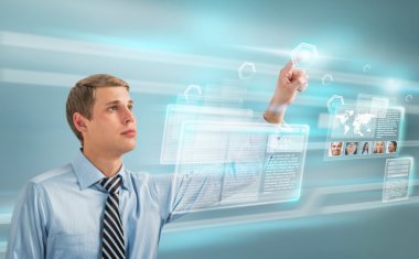 işadamı hightech arka plan üzerinde
