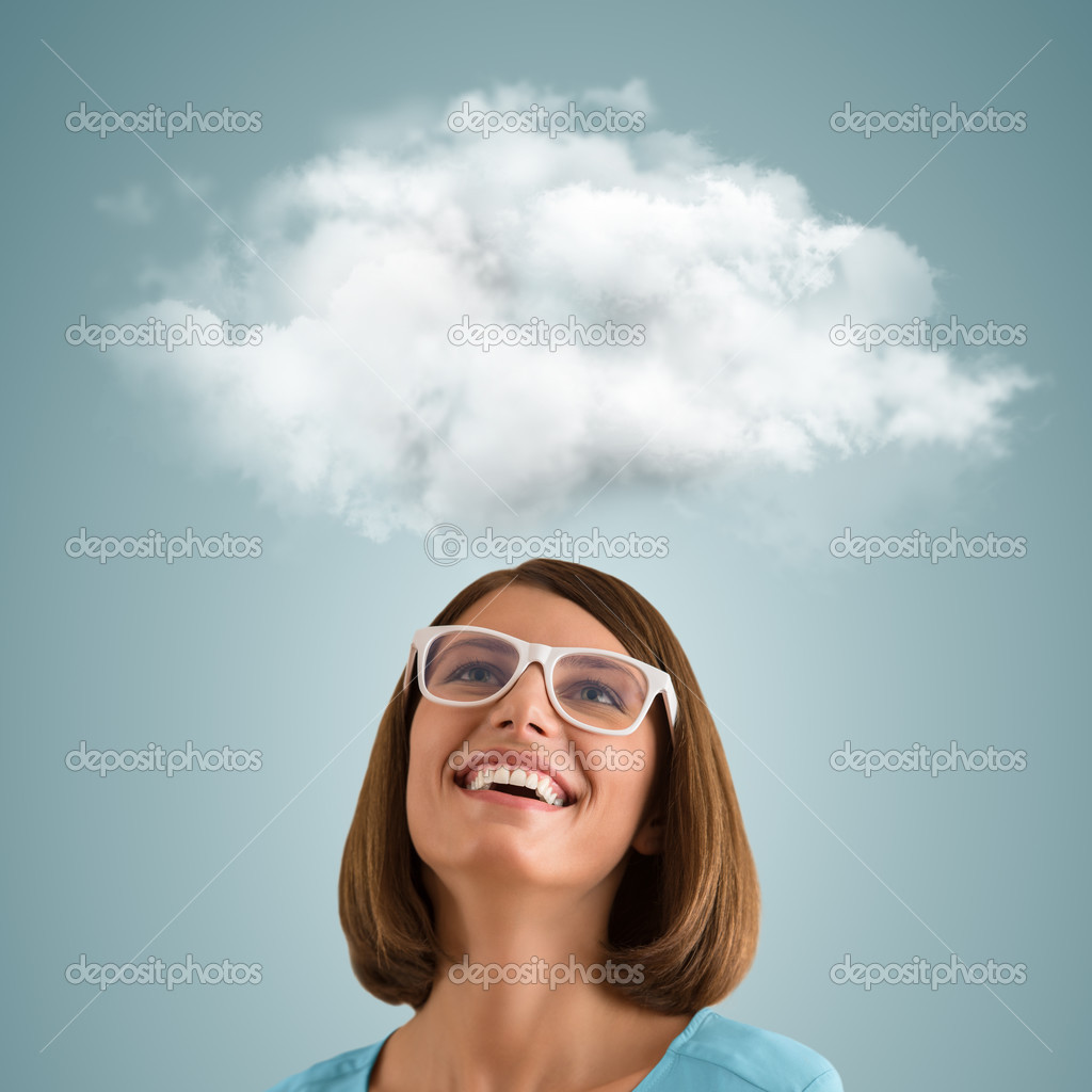 Woman with white cloud