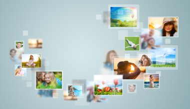 Travel and photo sharing technology background clipart