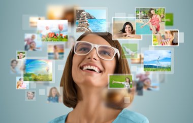 woman sharing her travel vacation photo clipart