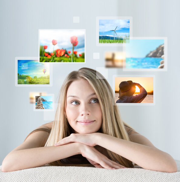 woman with travel vacation memories