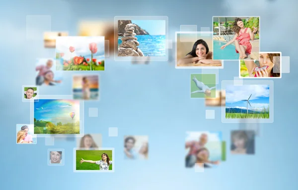 Travel and photo sharing technology background — Stock Photo, Image