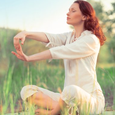 kadın açık egzersiz germe