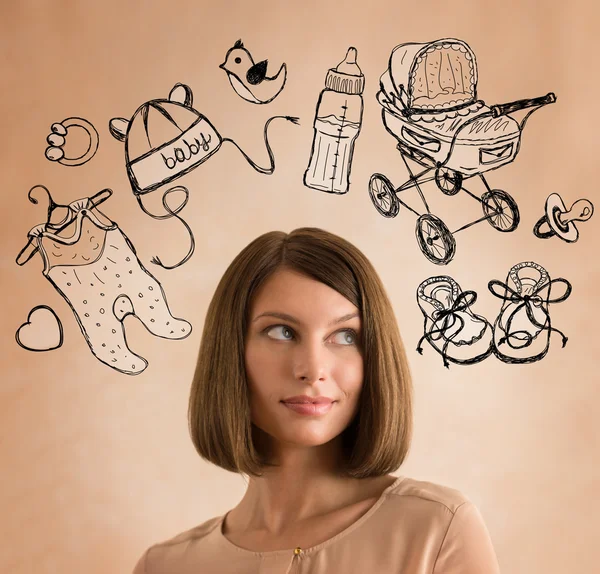 Vrouw denken zwangerschap plannen — Stockfoto