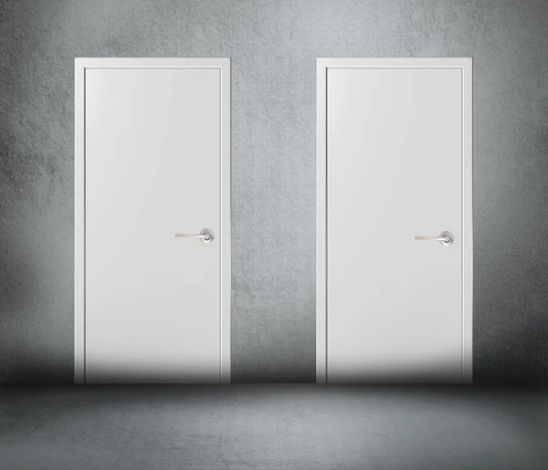 Two doors gray background — Stock Photo, Image