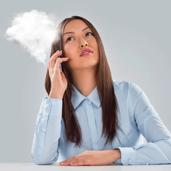 Business woman hot line — Stock Photo, Image