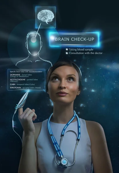 Läkare gör hjärnan checkup — Stockfoto