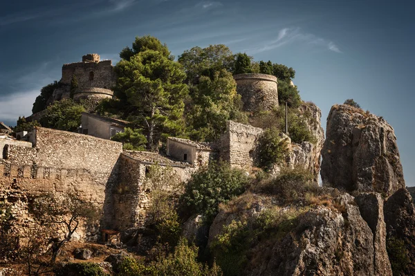 Guadalest, eski ortaçağ kalesi Stok Fotoğraf