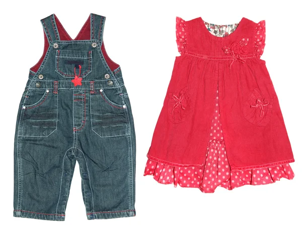 Ubrania dla dzieci, dziewczynka i chłopiec — Zdjęcie stockowe