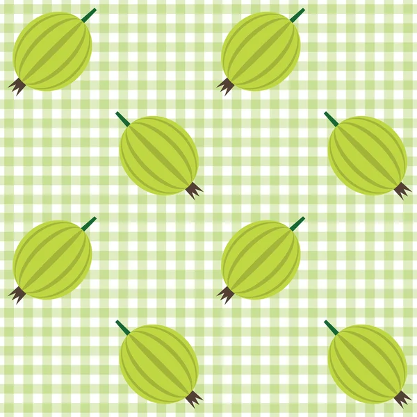 Checked pattern with gooseberry — Stock Vector