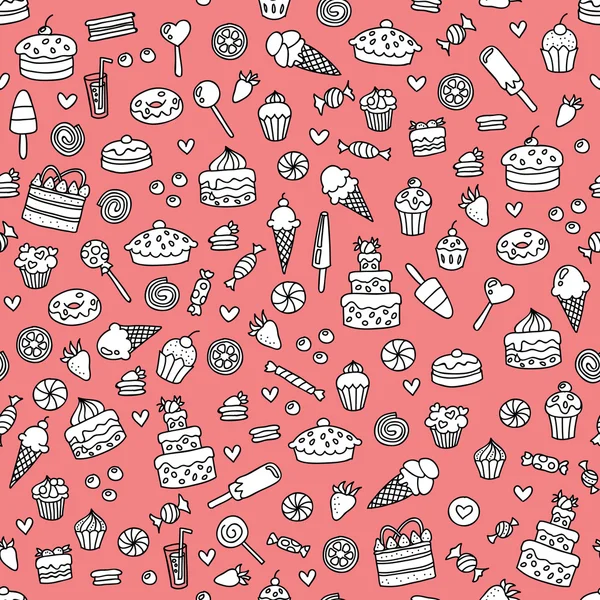 お菓子とピンクのパターン — ストックベクタ