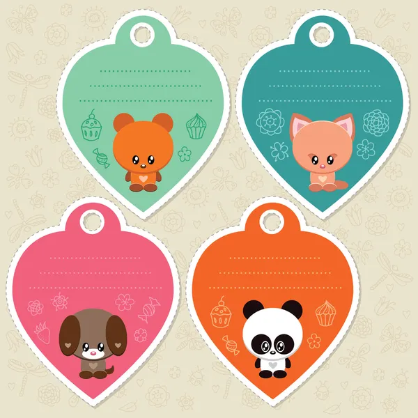 sevimli Hediyelik Etiketler ile hayvan