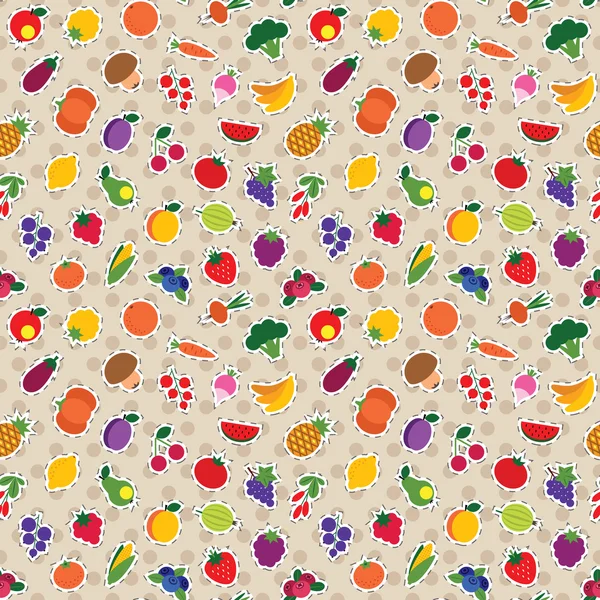 Modèle de fruits et légumes sans couture — Image vectorielle