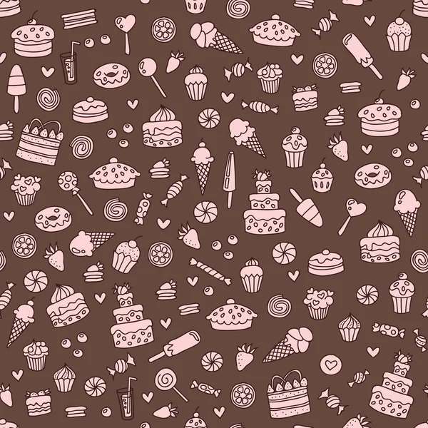 Modèle brun avec des bonbons — Image vectorielle