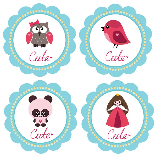 Cute baby-girl cards — Stock Vector