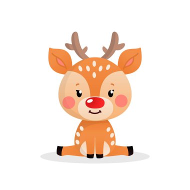 Cute deer character icon. Illustration of cute cartoon deer isolated on white background. Vector 10 EPS. clipart
