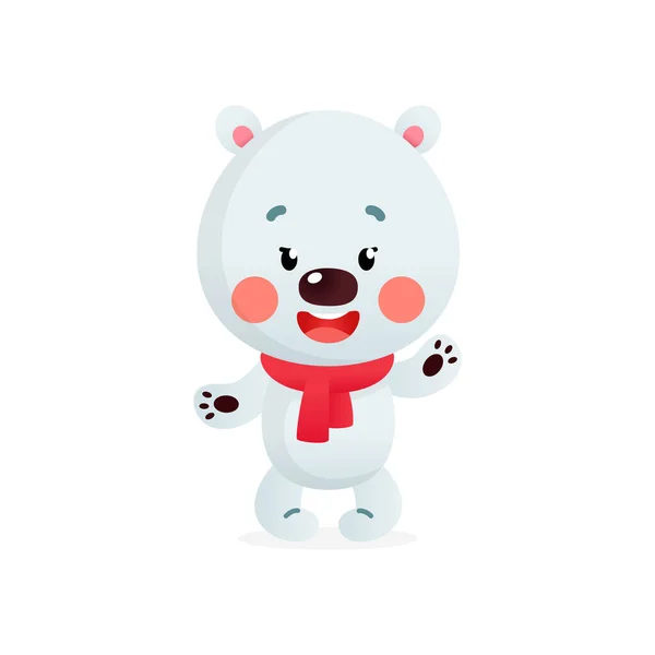 小北极熊 一个可爱的卡通片北极熊与围巾隔离在白色背景的图片 病媒10 Eps — 图库矢量图片