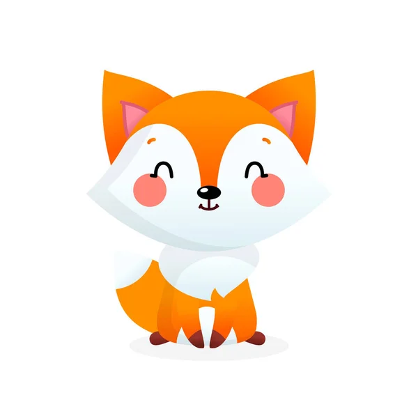 Μικρή Αλεπού Χαρακτήρα Εικονίδιο Εικονογράφηση Ενός Χαριτωμένο Καρτούν Κόκκινη Αλεπού — Διανυσματικό Αρχείο