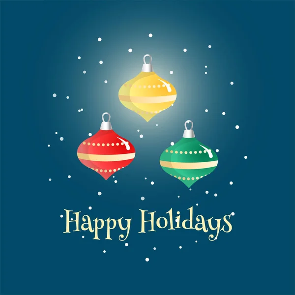 Joyeuses Fêtes Carte Voeux Noël Illustration Décorations Verre Chutes Neige — Image vectorielle
