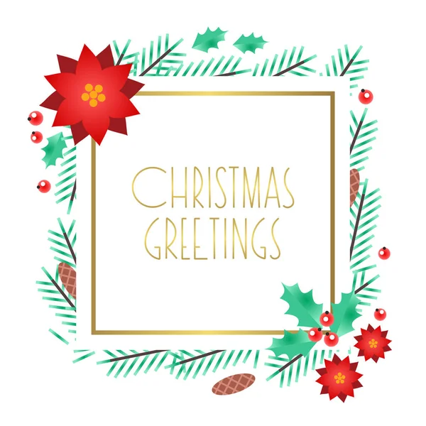 Salut Noël Carte Voeux Pour Les Vacances Hiver Illustration Branches — Image vectorielle