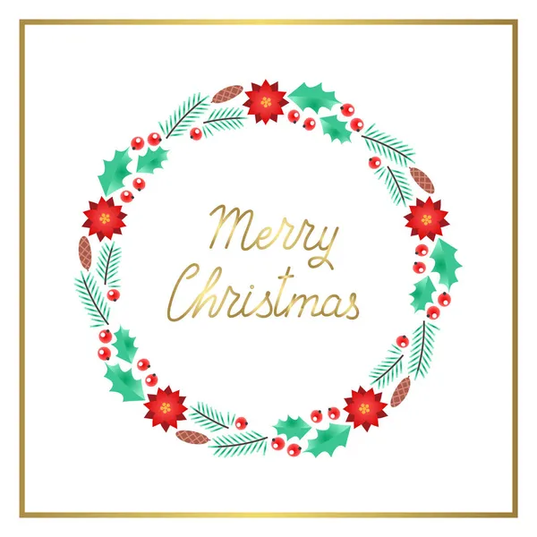 Joyeux Noël Illustration Vacances Hiver Couronnes Faites Branches Arbre Noël — Image vectorielle