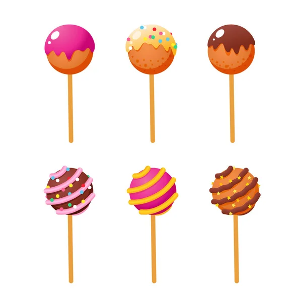 Des Gâteaux Éclatants Illustrations Dessins Animés Bonbons Anniversaire Colorés Décorés — Image vectorielle