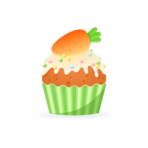 Lindo Icono Cupcake Pascua Dibujos Animados Ilustración Panecillo Dulce Decorado — Archivo Imágenes Vectoriales