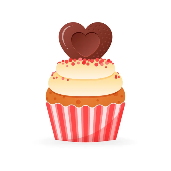 Jolie Icône Cupcake Saint Valentin Dessin Animé Illustrant Muffin Sucré — Image vectorielle