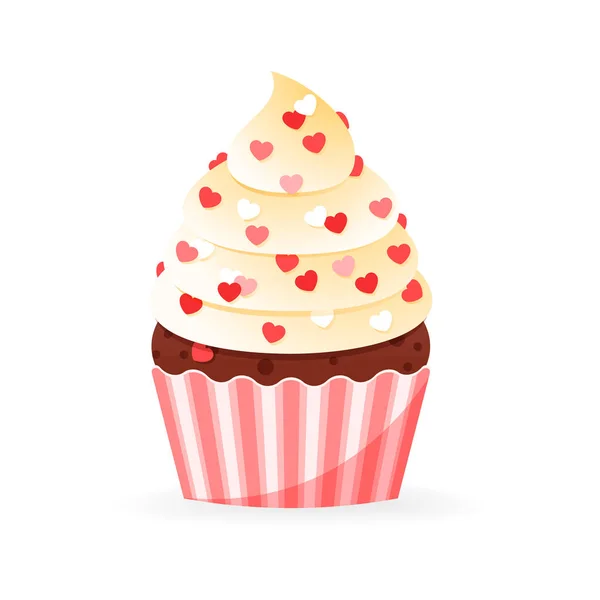 Jolie Icône Cupcake Saint Valentin Dessin Animé Illustrant Muffin Sucré — Image vectorielle