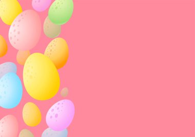 Yumurtaların Paskalya arkaplanı. Renkli çikolata yumurtalarının karikatür çerçevesi. Vektör 10 EPS.