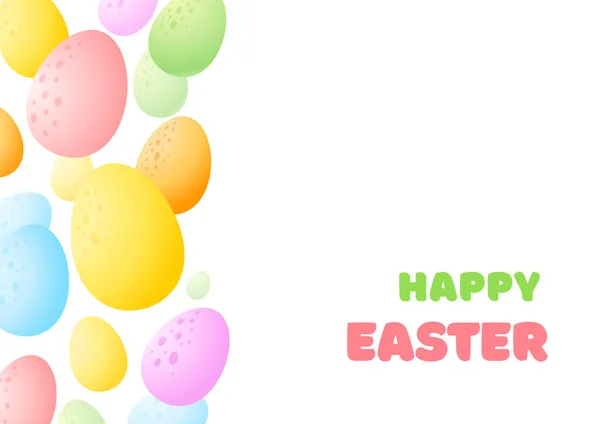 Happy Easter Greeting Card Cartoon Background Colorful Eggs Vector Eps — Stock Vector