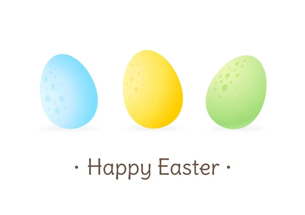 Linda Tarjeta Felicitación Pascua Feliz Dibujos Animados Ilustración Huevos Colores — Vector de stock
