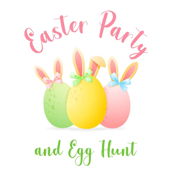 Easter Party Egg Hunt Concept Spring Background Template Cute Illustration — Stock Vector