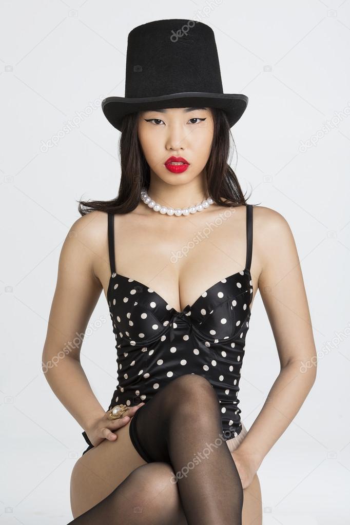 Asian girl in top hat
