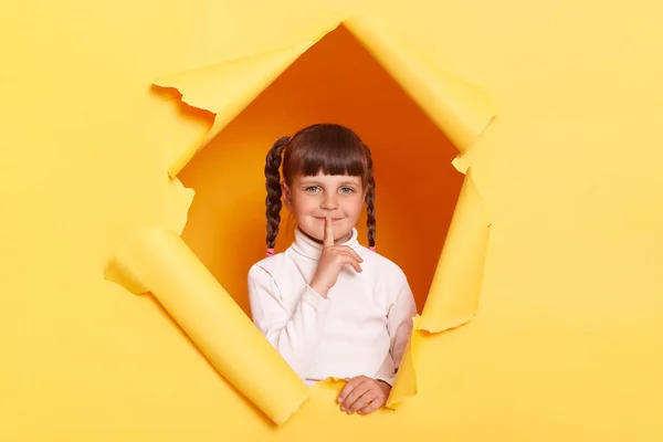 Retrato Una Encantadora Niña Sonriente Con Trenzas Con Cuello Alto —  Fotos de Stock