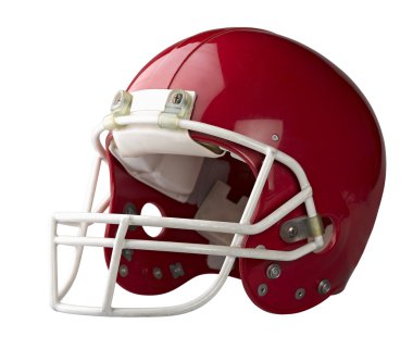 Red American football helmet isolated on a white background with clipart