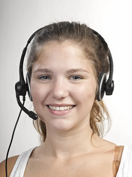 Young beautiful woman,call center worker — Stock Photo, Image