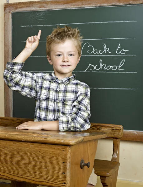 Cheerful smiling child at the blackboard. School concept — Stock Photo, Image