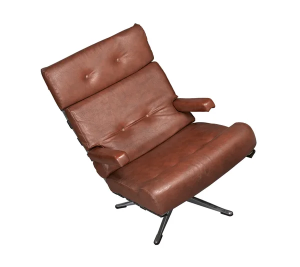 Chaise élégante isolée en cuir marron doux — Photo