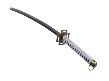 Katana kılıç beyaz izole (kırpma yolu )