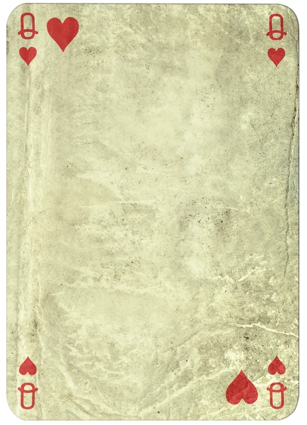 Vintage simple background : playing card - queen of hearts — Stock Photo, Image