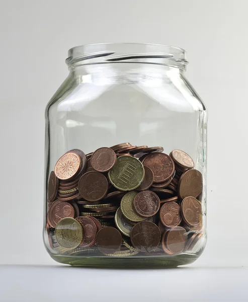 Money jar with european money — Stock Photo, Image