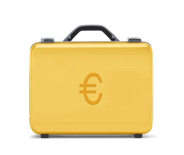 Beautiful golden briefcase representing euro money and business — Stock Photo, Image