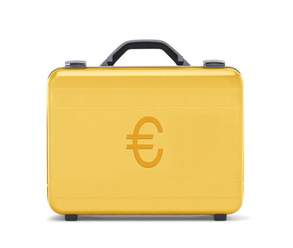 beautiful golden briefcase representing euro money and business