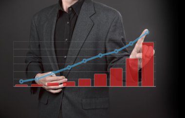 iş adamları el yaz grafiği bastırıyor