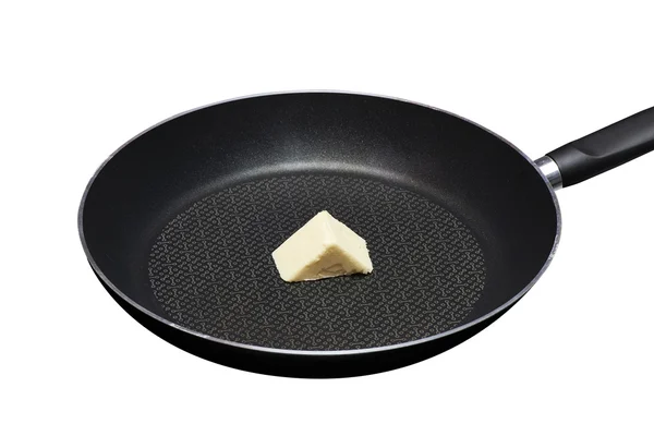 Iron pan with some butter ( clipping path) — Stock Photo, Image