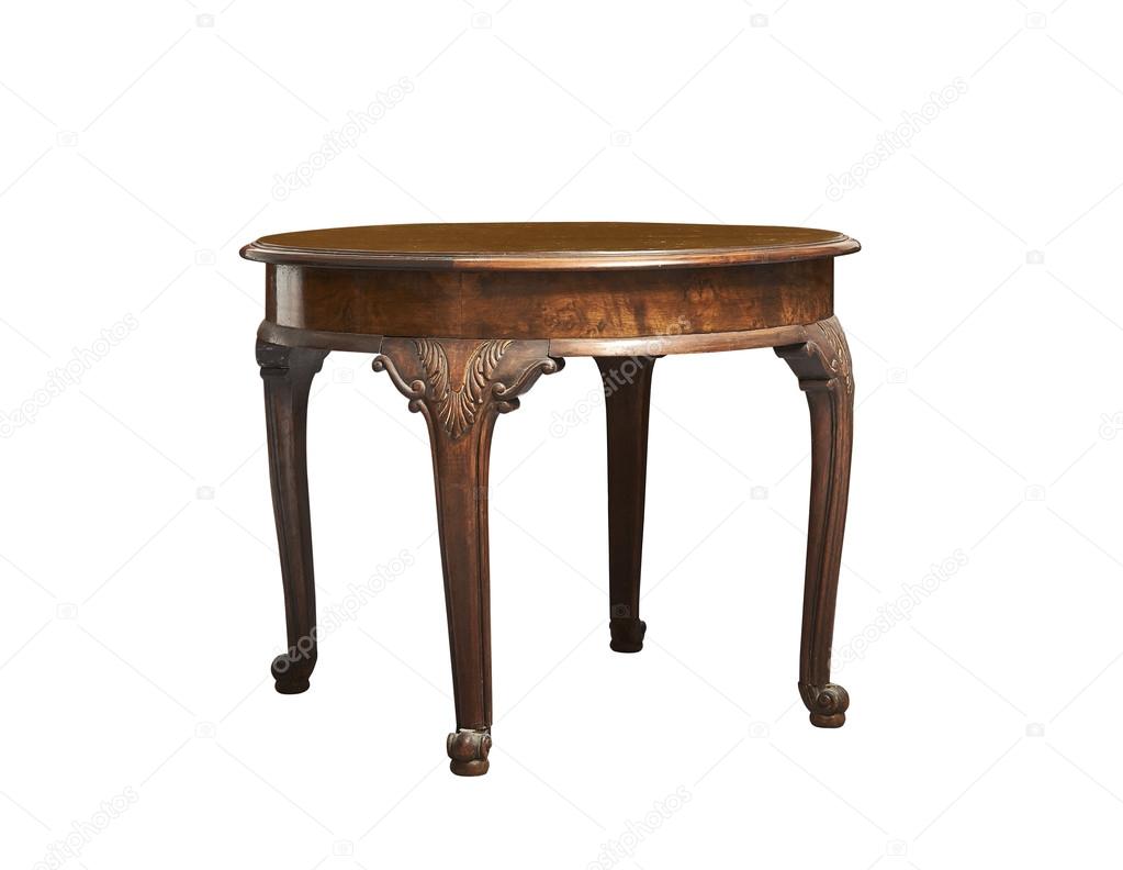 antique round table against white background